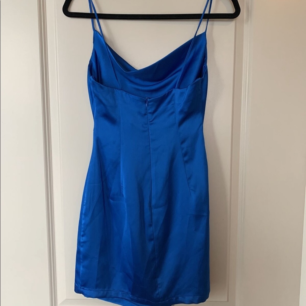 ZARA Women's Satin Effect Mini Dress Royal Blue Size S - Picture 3 of 3